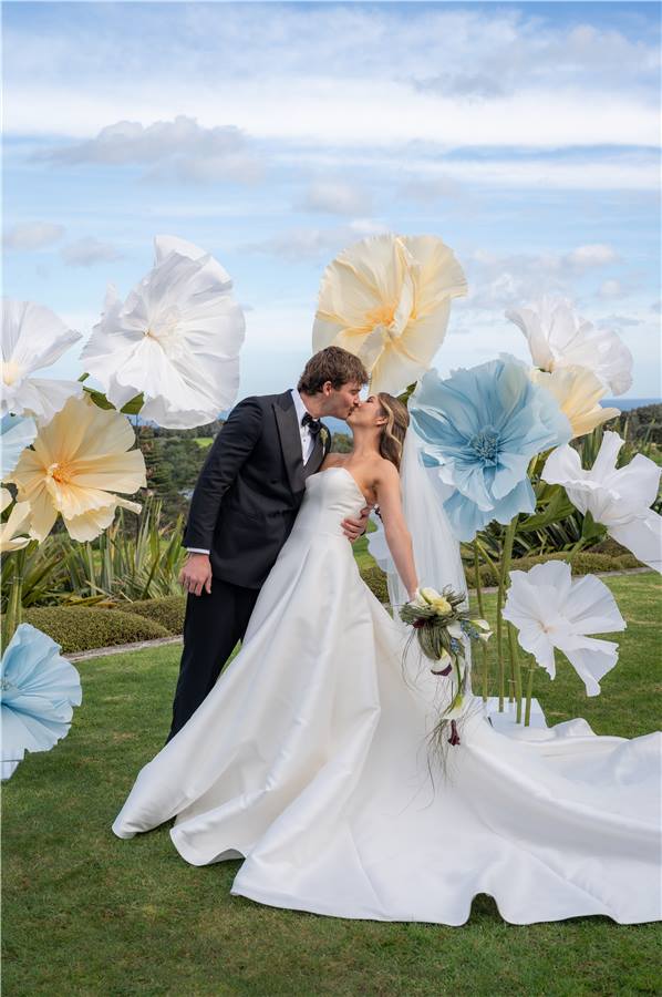 Giant flowers installation, Muriwai